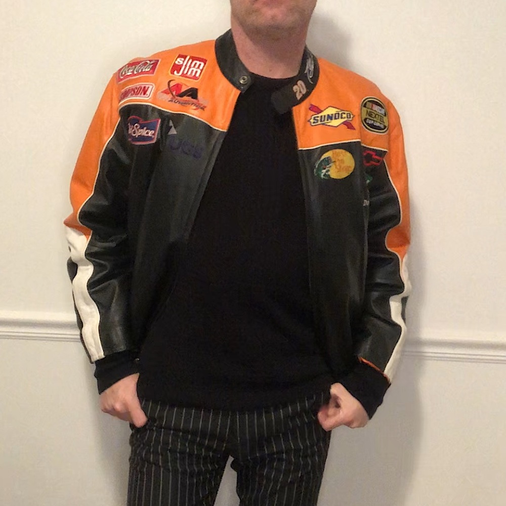 Mens leather racing jacket